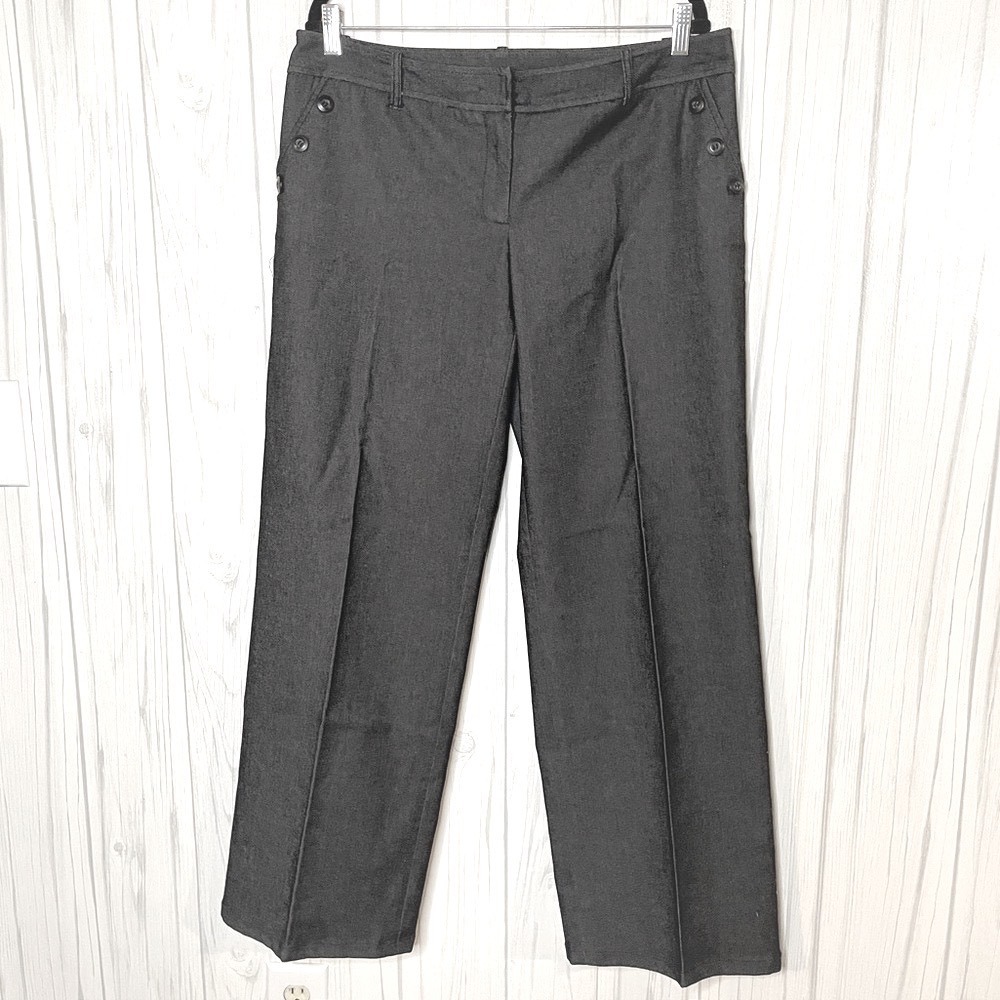 AB STUDIO Black Stretch Denim Wide Leg Mid-Rise Pants,‎ Size 12